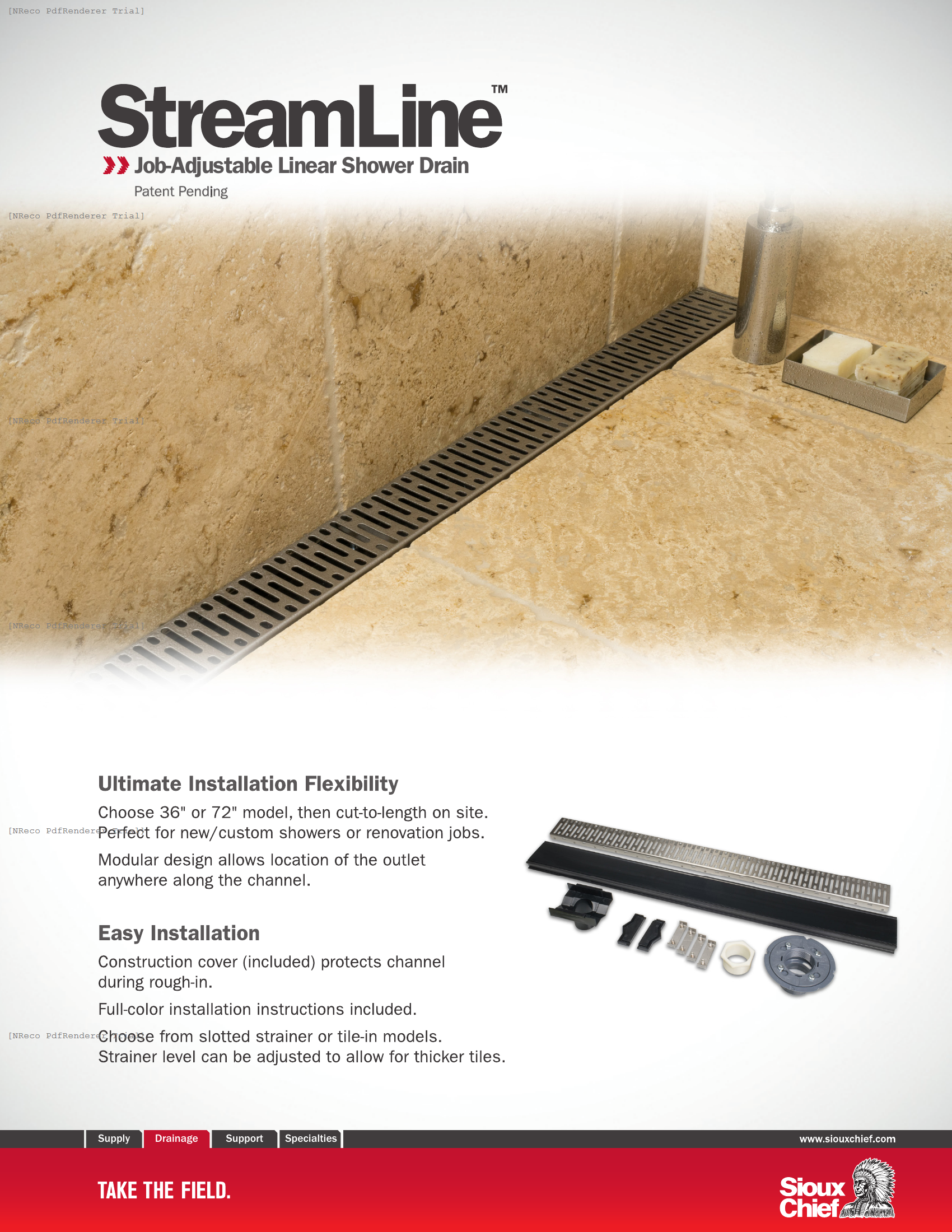 STREAMLINE - JOB-ADJUSTABLE LINEAR SHOWER DRAIN - BROCHURE.PDF Brochure Document